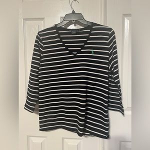 Ralph Lauren Sport Polo Women’s Blue White Striped Top Shirt XL